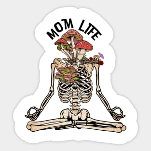 Mom Life Meditation Skeleton Sticker